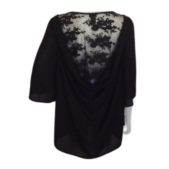 TORRID Top, 3/4 (3x/4x), Lace/Drop Back, Black, Lace insert, Bell sleeves - Picture 5 of 13